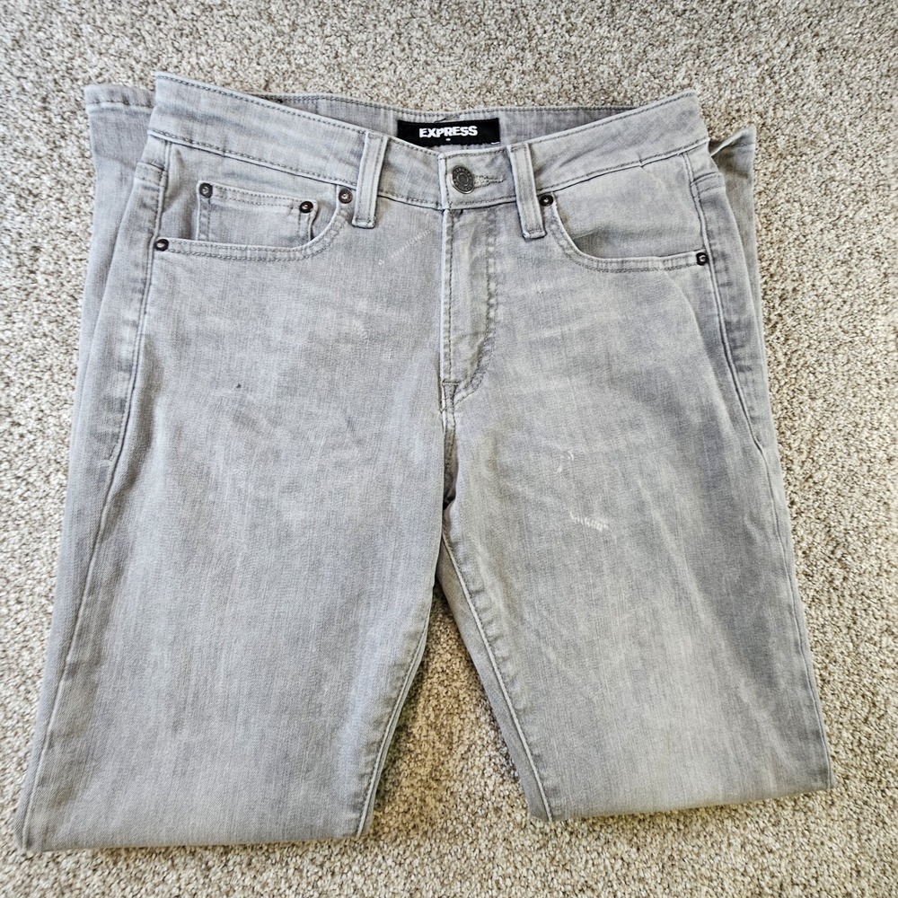 Express Jeans Mens 29x30 Gray Slim‎ Hyper Stretch Slim Skinny Denim Pants